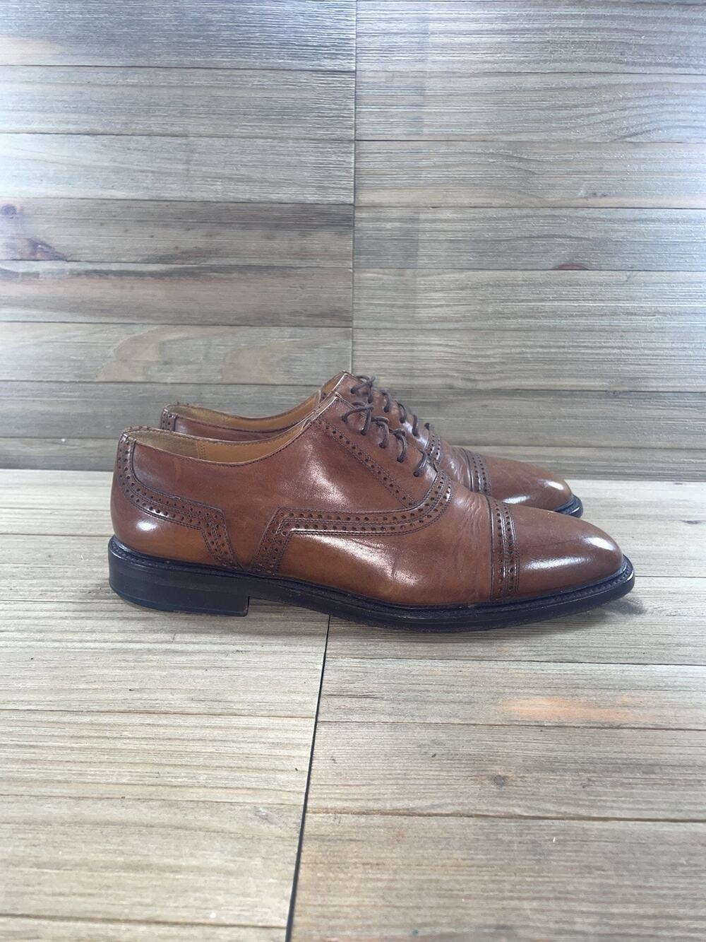Mezlan Budapest Brown Leather Cap-Toe Oxford Shoe Made In Spain Mens Size 1022